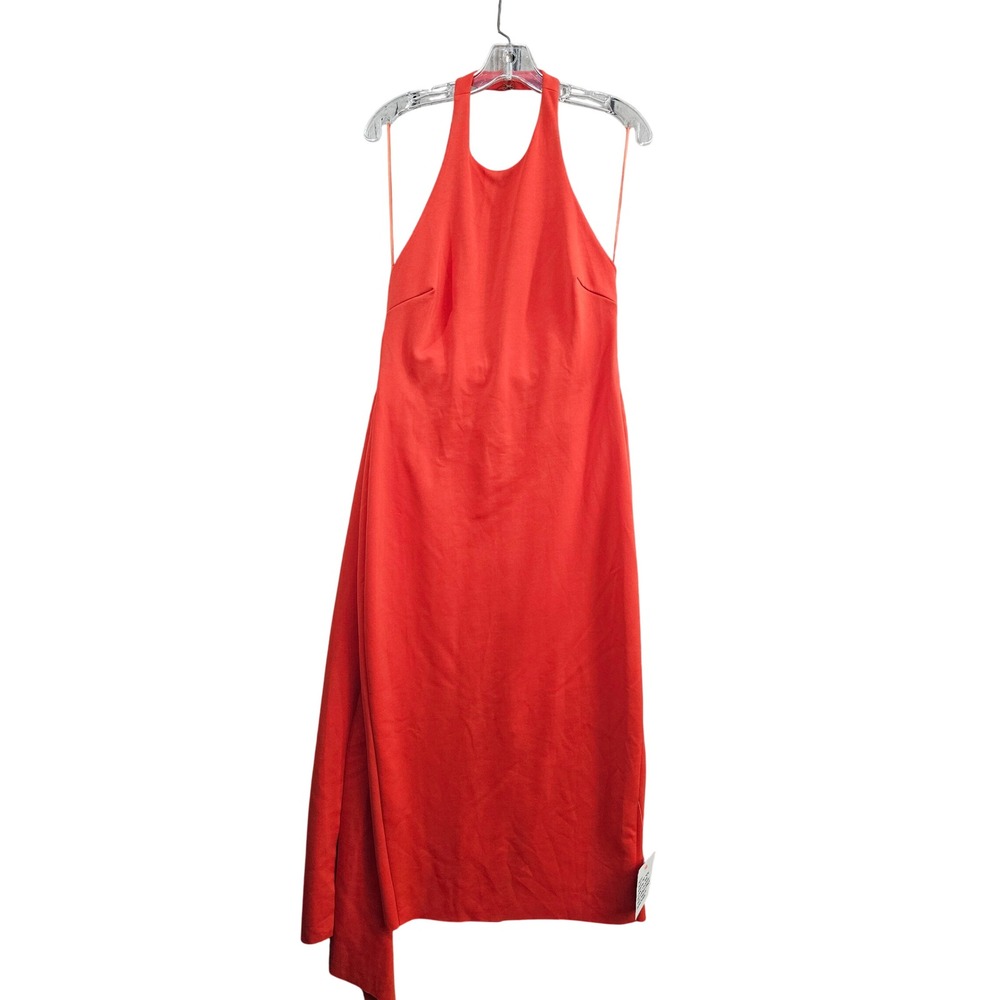 ASOS Halter Neck Maxi Dress Women 12T Orange Tall Bodycon Stretch Formal Evening